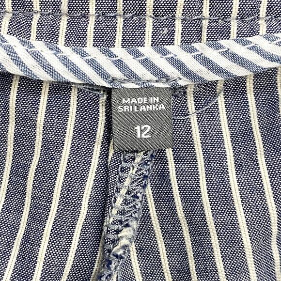 Gap Stripe Pants Womens Size 12 Gray Hip Slung Fit Flared Leg Slash Pockets - Picture 6 of 12